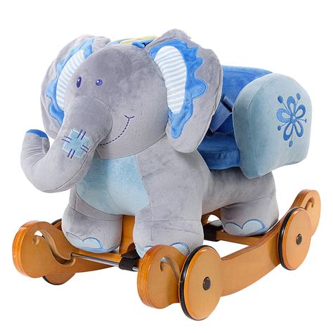 ブランド Labebe Plush Rocking Horse Pink Ride Elephant Stuffed Rocker Toy