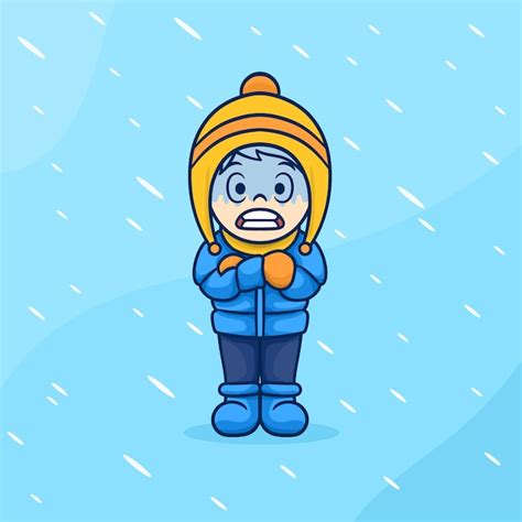 Premium Vector Little Boy Is Cold And Wearing A Jacket In Winter