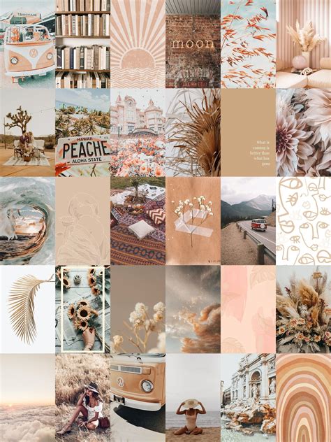 Photo Collage Wall Print Collage Beige Aesthetic Aesthetic Photo