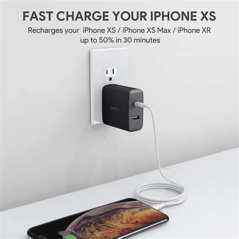 AUKEY PA-Y10 USB C Charger 56.5W 2-Port Fast Charger with Power Delivery 3.0, USB C Wall Charger 