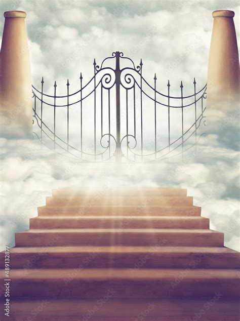 Welcome To The Afterlife Shot Of The Pearly Gates Of Heaven Stock