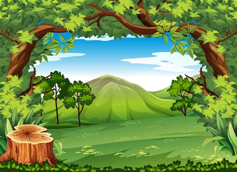 Mountain Scene With Green Trees Download Free Vectors