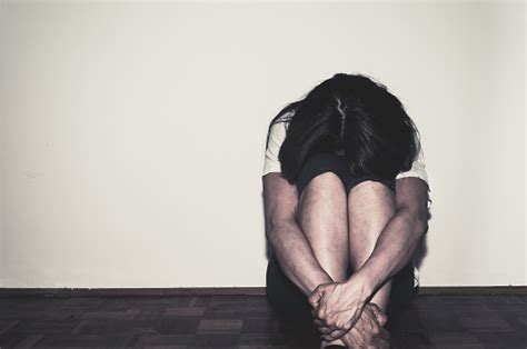 Depressed And Lonely Girl Abused As Young Sitting Alone In Her Room On