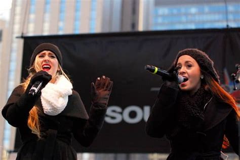 Pop Twins Megan And Liz Mace Perform In Chunky Neck Warmers