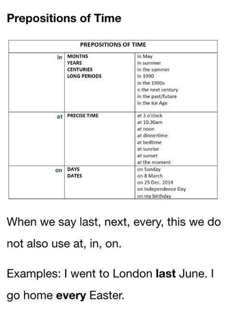 Prepositions Of Time