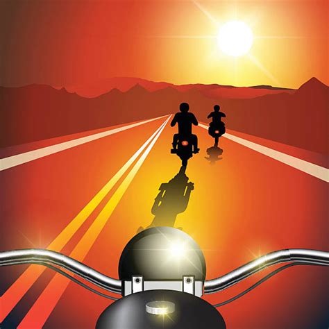 Riding Motorcycle Sunset Stock Vectors Istock