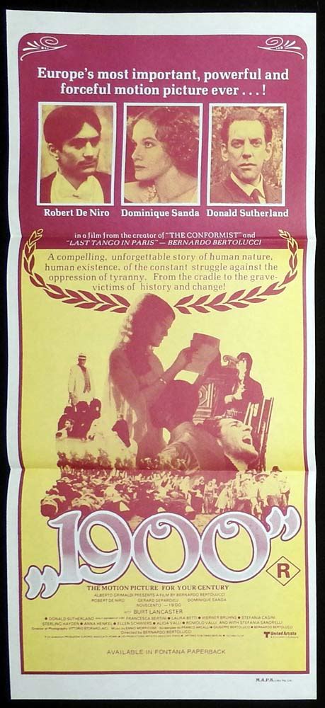 1900 Original Daybill Movie Poster Robert De Niro Gérard Depardieu