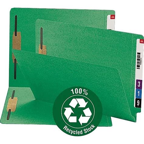 Smead 100 Recycled End Tab Fastener File Folder Reinforced Straight
