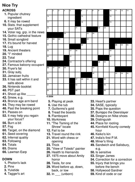 Printable Crosswords For Adults Free Printable Crossword Puzzles
