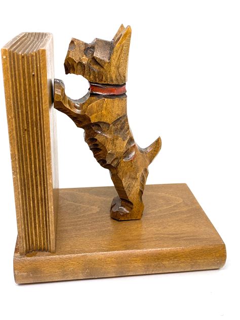 Vintage Black Forest Wood Carved Scotty Dog Bookends 1950s At 1stdibs