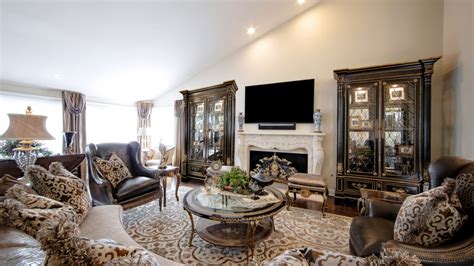 Elegant home decor inspiration and interior design ideas, provided by the experts at tour celebrity homes, get inspired by famous interior designers, and explore the world's architectural treasures. Marge Carson Luxury Family Room - Linly Designs