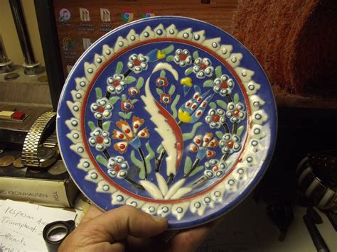 Turkish Kutahya Pottery Plate Antiques Board