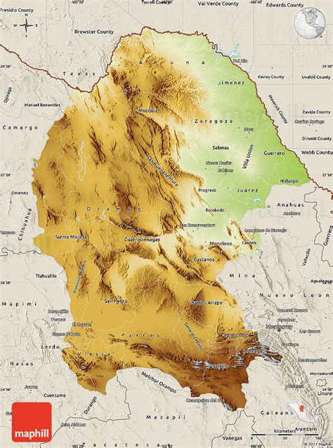 Physical Map Of Coahuila Shaded Relief Outside