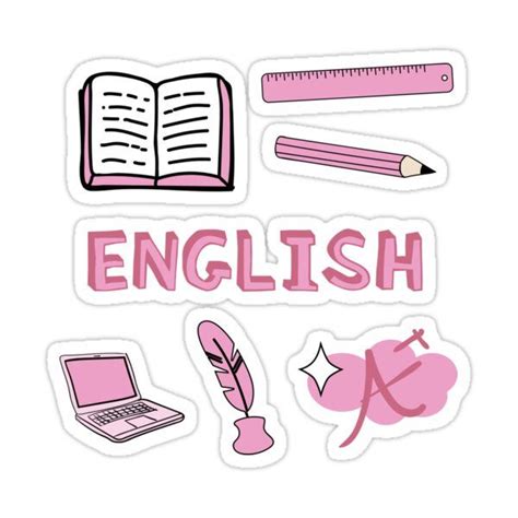 Pink English School Subject Sticker Pack Sticker By The Goods In 2021