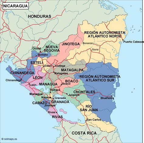 Nicaragua Political Map Order And Download Nicaragua Political Map