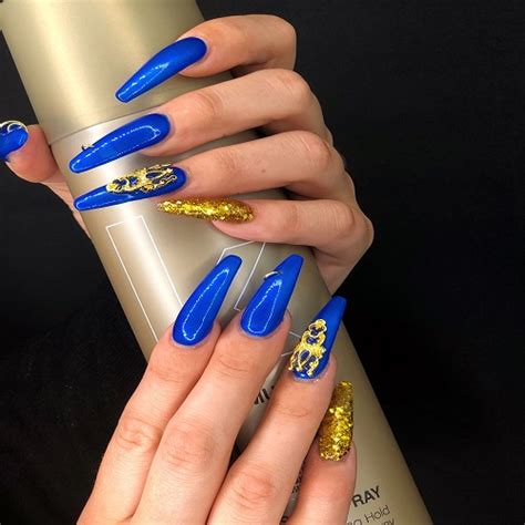 Royal Blue And Gold Nails Nail Design Ideas