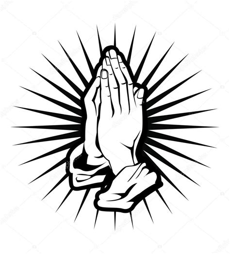 Cross And Praying Hands Clipart Black And White