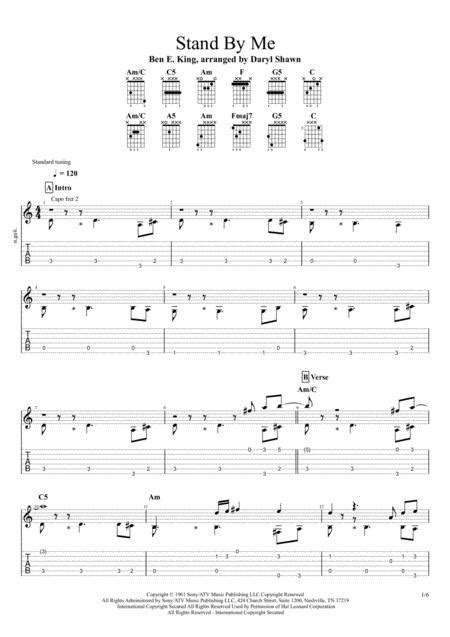 Stand By Me Ben E King For Solo Fingerstyle Guitar Sheet Music PDF Download Coolsheetmusic Com