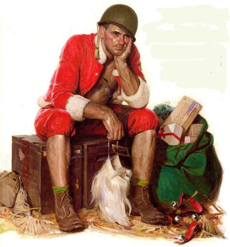 A 1944 Painting Is Of A Wwii Marine Taking A Break From Playing Santa