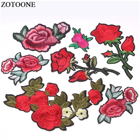 Zotoone Rose Flowers Embroidery Patch Applique Iron On Patches Sewing