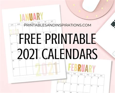 List Of Free Printable 2021 Calendar Pdf Printables And Inspirations