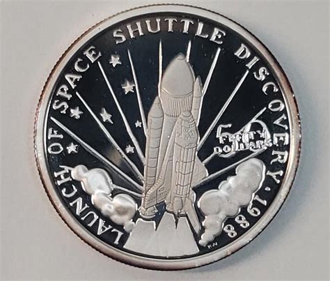 1988 Marshall Islands 50 Launch Of The Space Shuttle Discovery Silver