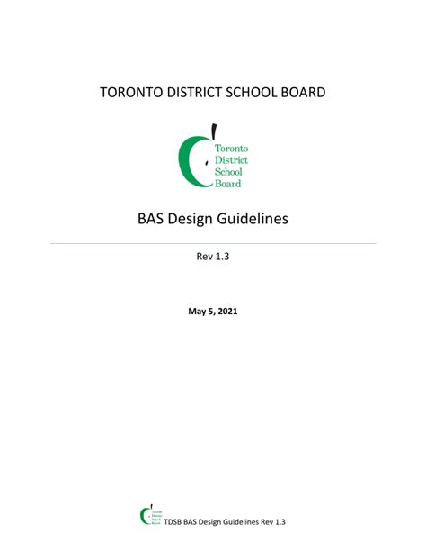 Tdsb Bas Design Guidelines Rev 13 May 5 2021