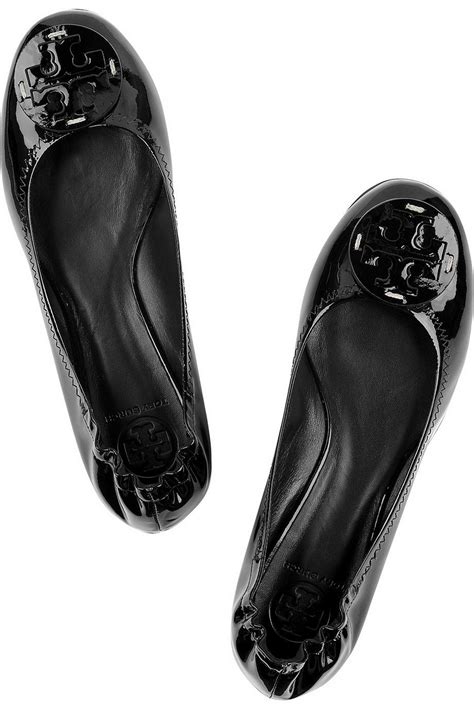 Tory Burch Reva Patent Leather Ballerina Flats In Black Lyst