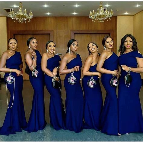 Mermaid One Shoulder Bridesmaid Dresses 2019 Royal Blue Stain African Women Long Maid Of Honor