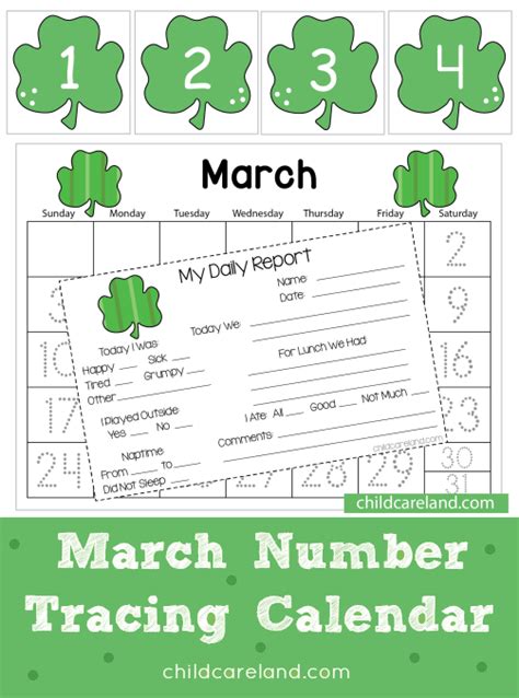 March Number Tracing Calendar And Other March Items Number Tracing