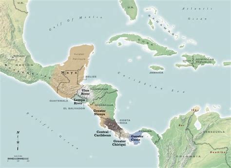 Vintage Map Of Central America Including The States Of Guatemala