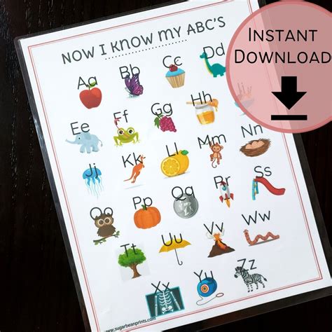 Now I Know My Abcs Printable Alphabet Chart Preschool Etsy Australia