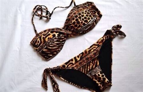 Swimwear Swimwear Leopard Print Cheetah Black Brown Leopard Print