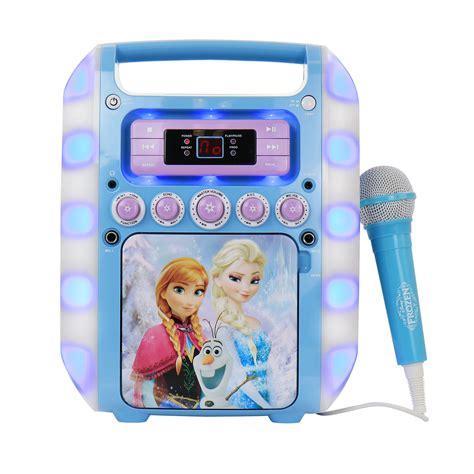 Frozen Light Up Winter Magic Karaoke Machine With Microphone In Blue