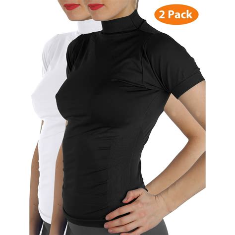 Allycat 2 Pack Women Short Sleeves Mock Neck Turtleneck Shirts
