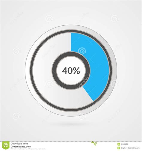 40 Percent Pie Chart Percentage Vector Infographics Forty Circle