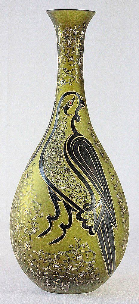 Pasabahce Limited Edition Cift Besmele Enameled Vase Vase Glass Art