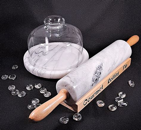 Vintage Gourmet Marble Rolling Pin With Holder Vintage Etsy