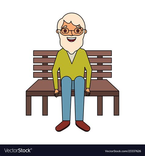 Old Man Sitting On Bench Royalty Free Vector Image