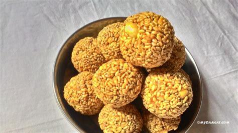 Ingredients 1 cup besan gram flour, sifted, 125 grams (measured after sifting the flour) 1/4 cup ghee clarified butter, 60 ml, not melted 1/2 cup powdered sugar 65 grams, also known as confectioners sugar, you can add more to taste Til Ladoo Recipe - My Daawat