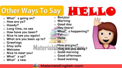 Other Ways To Say Hello In English Materials For Learning English