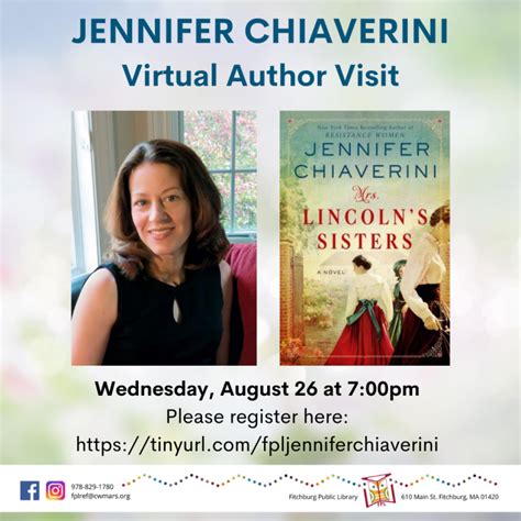 Fitchburg Public Library Presents Jennifer Chiaverini Virtual Author Visit