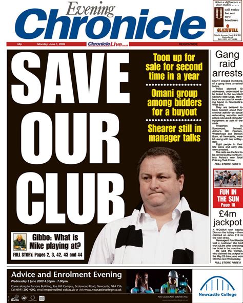 The Chronicle S Newcastle United Front Pages Chronicle Live
