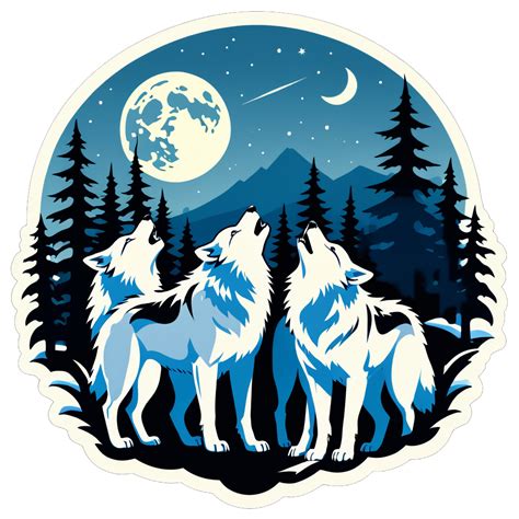 I Made An Ai Sticker Of Wolf Pack Howling At Moon