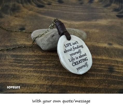 Custom Quote Necklace Personalized Message Pendant Etsy
