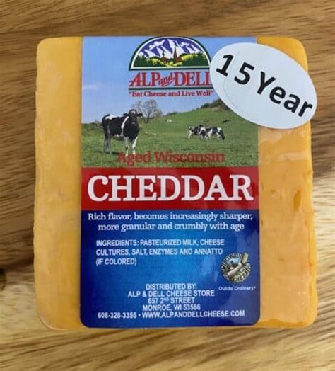 Wisconsin Cheddar Cheese Aged Fifteen Years Alp And Dell Cheese Store