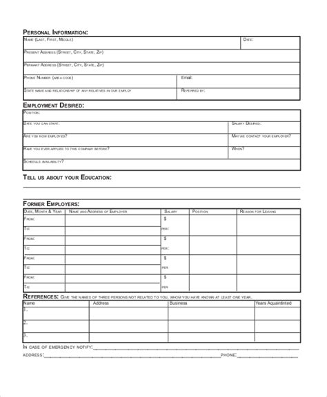 Free 9 Restaurant Application Form Samples In Pdf Ms Word