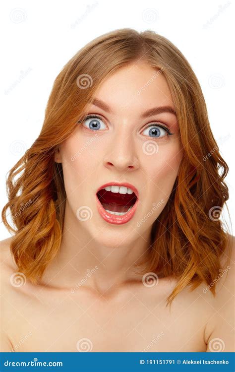 Portrait Of Surprised Woman With Wide Open Mouth Beauty Portrait