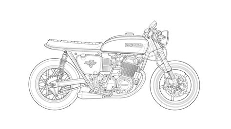 Honda Cb Cafe Racer Blueprint Drawing By Drawspots Illustrations Pixels Lupon Gov Ph