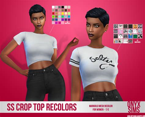 Female Crop Top Recolors Onyx Sims